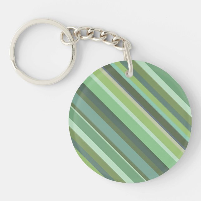 Olive green diagonal stripes key ring (Front)
