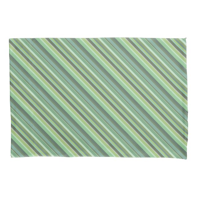 Olive green diagonal stripes pillowcase (Front)