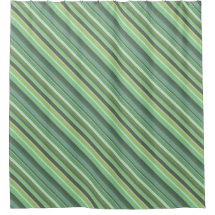 Olive green diagonal stripes shower curtain