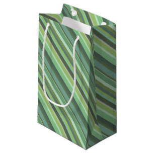 Olive green diagonal stripes small gift bag