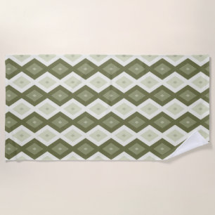 Olive green diamond pattern beach towel