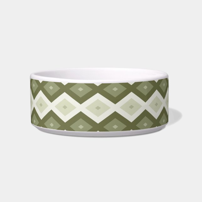 Olive green diamond pattern bowl (Front)