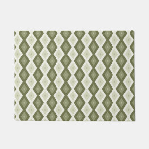Olive green diamond pattern doormat