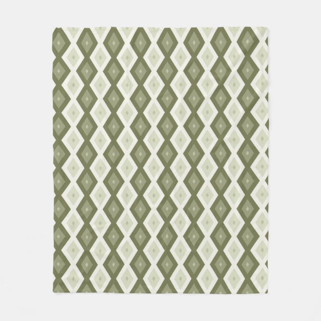 Olive green diamond pattern fleece blanket (Front)