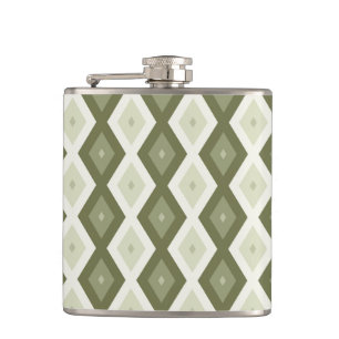 Olive green diamond pattern hip flask