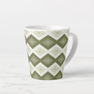 Olive green diamond pattern latte mug