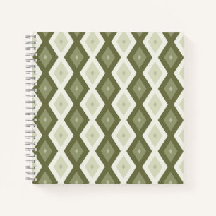 Olive green diamond pattern notebook