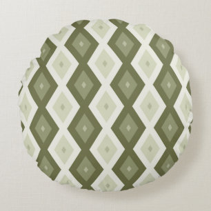 Olive green diamond pattern round cushion