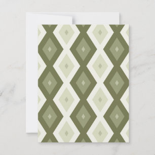 Olive green diamond pattern RSVP card