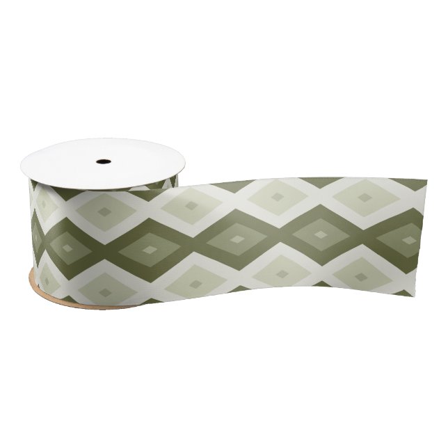 Olive green diamond pattern satin ribbon (Spool)