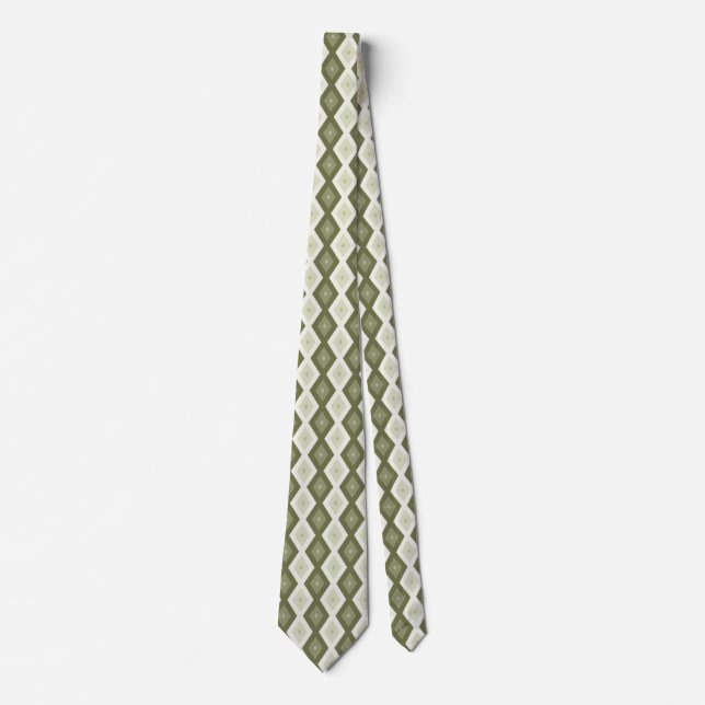 Olive green diamond pattern tie (Front)
