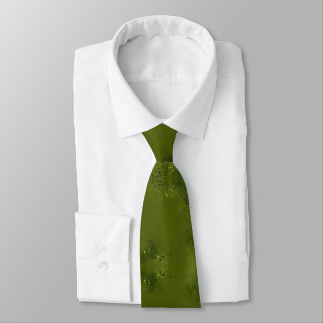 Olive Green Ditsy Floral  Tie (Tied)