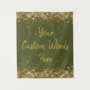 Olive Green Drab Gold Birthday Party Photo Booth Tapestry