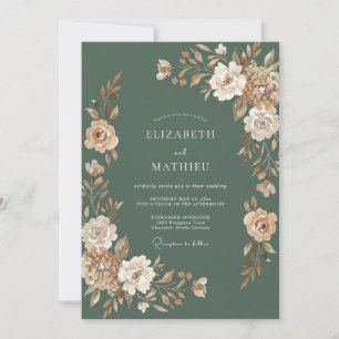 Olive Green Earthy Autumn Wedding Invitation