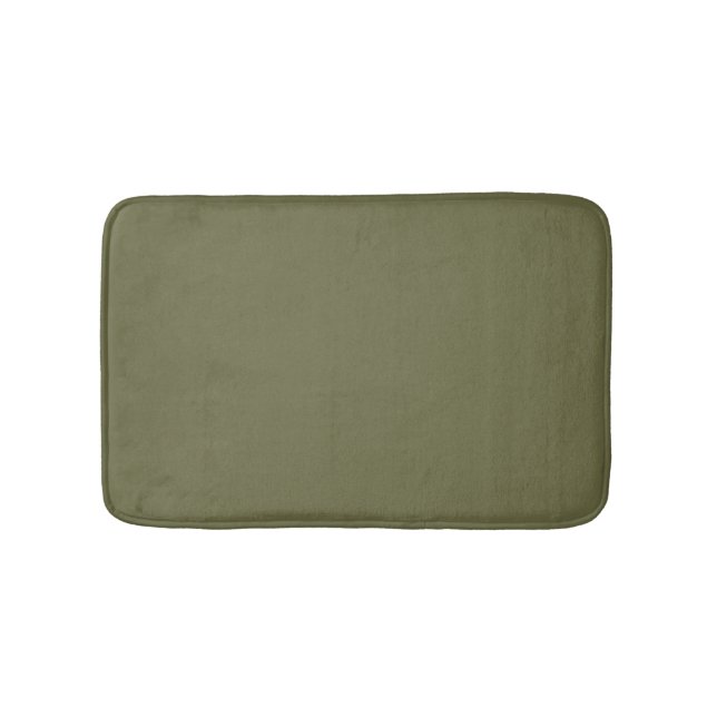 Olive Green Earthy Solid Colour Print Bath Mat (Front)