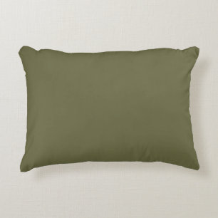 Olive Green Earthy Solid Colour Print Decorative Cushion