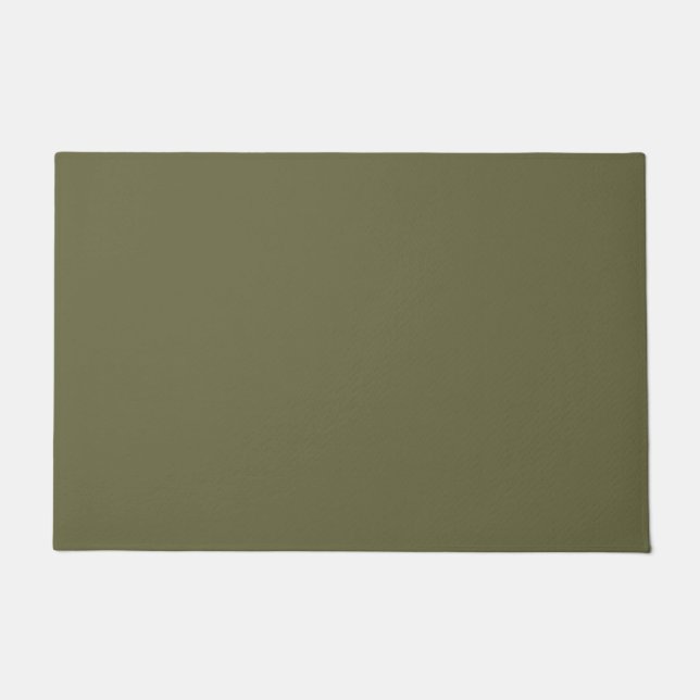 Olive Green Earthy Solid Colour Print Doormat (Front)