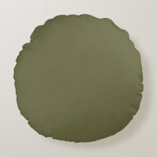 Olive Green Earthy Solid Colour Print Round Cushion