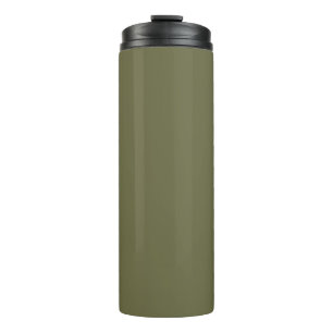 Olive Green Earthy Solid Colour Print Thermal Tumbler