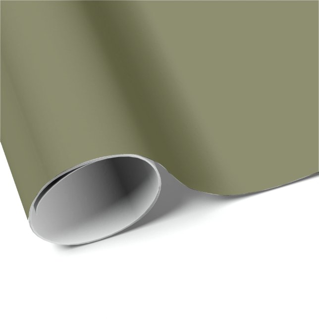 Olive Green Earthy Solid Colour Print Wrapping Paper (Roll Corner)