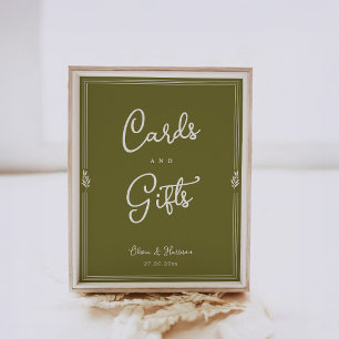 Olive Green Elegant Cards and Gifts Sign