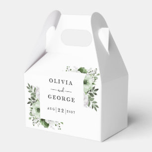 Olive Green Elegant Country Floral Wedding Favour Box