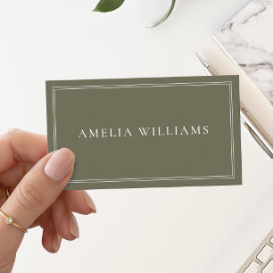 Olive Green Elegant Minimalist Professional Business Card