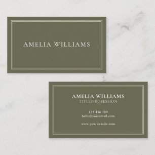 Olive Green Elegant Minimalist Professional Business Card
