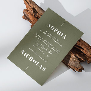Olive green Elegant minimalist wedding QR Code Invitation
