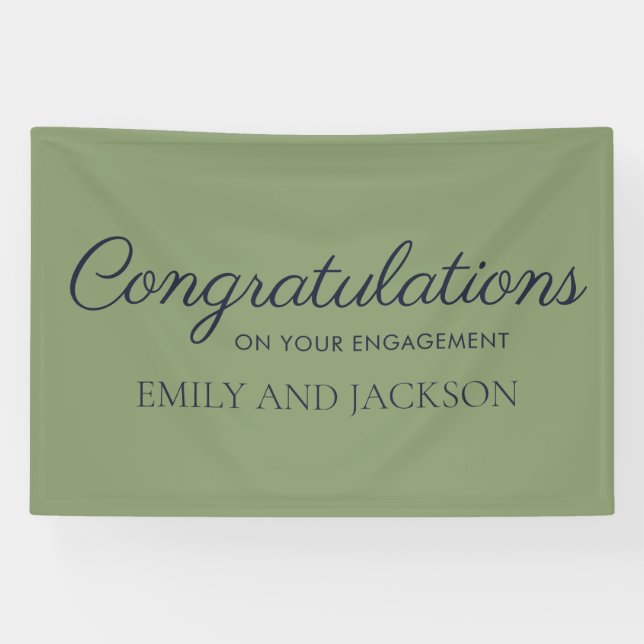 Olive Green Elegant Script Engagement Banner (Horizontal)
