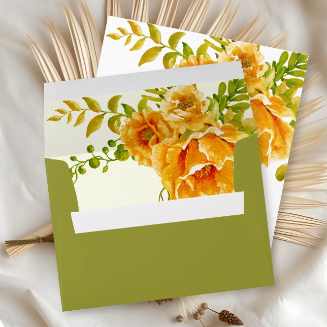 Olive green fall/autumn wedding envelope (Creator Uploaded)