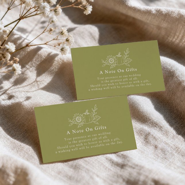 Olive Green Fall Wedding A Note On Gifts Enclosure Card (Creator Uploaded)