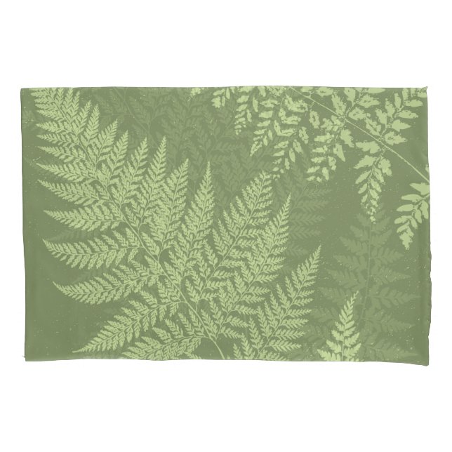 Olive green fern pillowcase (Front)