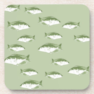 Olive green fish coaster