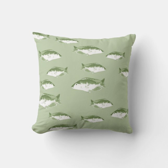 Olive green fish cushion (Front)