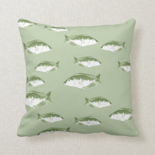 Olive green fish cushion