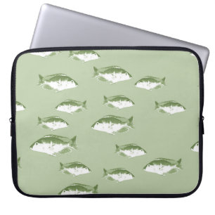 Olive green fish laptop sleeve