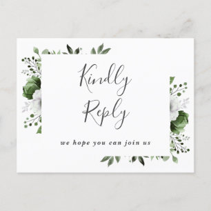 Olive Green Floral Song Request RSVP Postcard