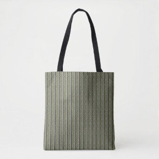 Olive Green Floral Stripe Tote Bag