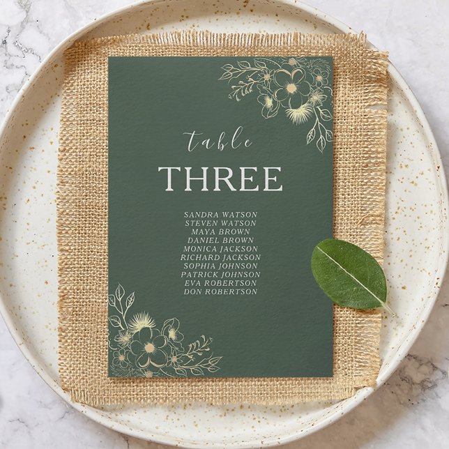 Olive Green Floral Wedding Seating Chart (Creator Uploaded)