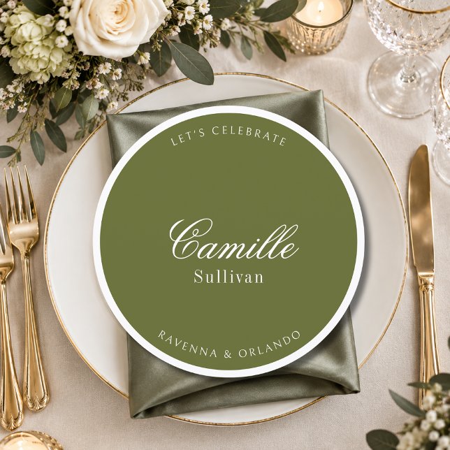 Olive Green Formal Round Wedding Guest Place Program (Creator Uploaded)
