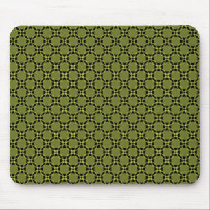 Olive Green Funky Circles Mousepad