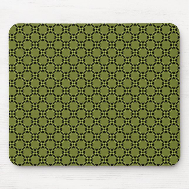 Olive Green Funky Circles Mousepad (Front)