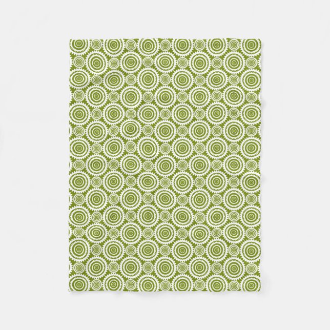 Olive Green Geometric Design Cute Pattern Fleece Blanket (Front)