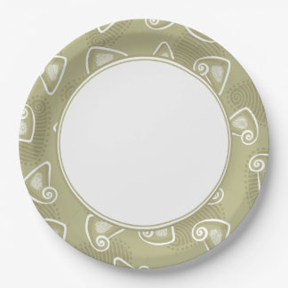 Olive Green Geometric Paper Plate
