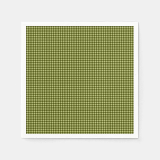 Olive Green Gingham-PAPER PARTY NAPKINS (Front)