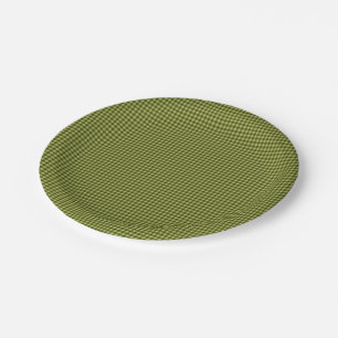 Olive Green Gingham-PAPER PARTY PLATES
