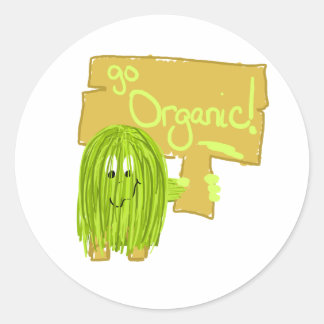 Olive Green Go Organic Classic Round Sticker