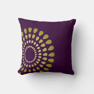 Olive Green Gold Abstract Floral Art Cushion