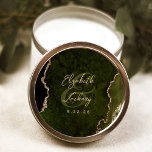 Olive Green Gold Agate Script Wedding Classic Round Sticker<br><div class="desc">This elegant modern wedding sticker features an olive green watercolor agate geode design trimmed with faux gold glitter. Easily customise the gold-coloured text,  with the names of the bride and groom in handwriting calligraphy over a large ampersand and the wedding date below.</div>